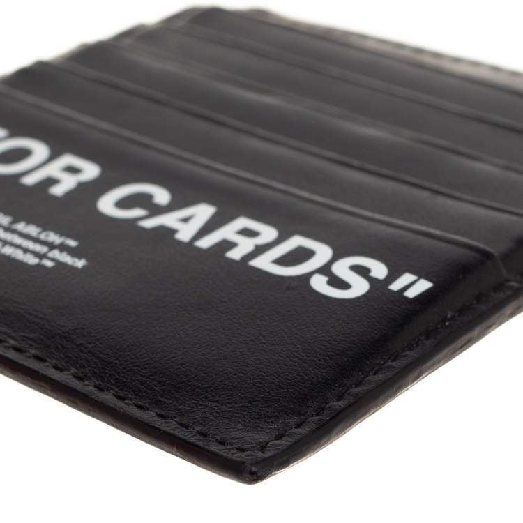 Pre Owned Off White Black Leather For Cards Holder