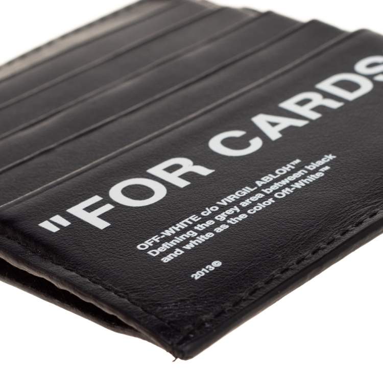 Pre Owned Off White Black Leather For Cards Holder