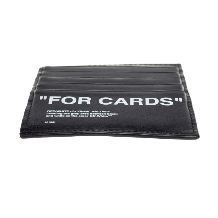 Pre Owned Off White Black Leather For Cards Holder