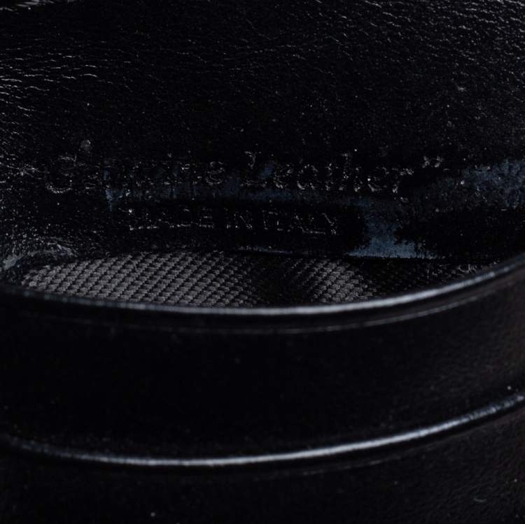 Pre Owned Off White Black Leather For Cards Holder