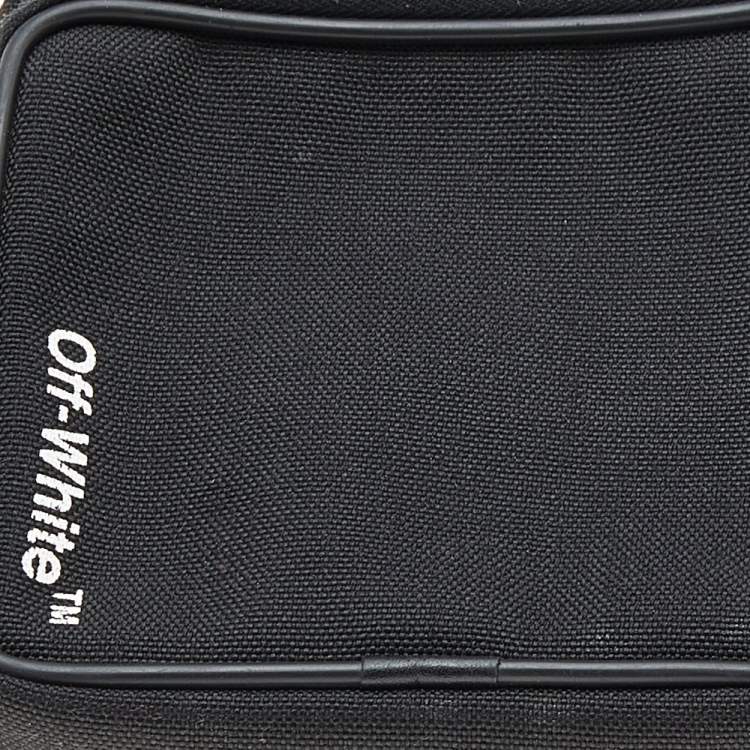 Pre Owned Off-White Black/Yellow Logo Print Canvas Cordura Belt Bag