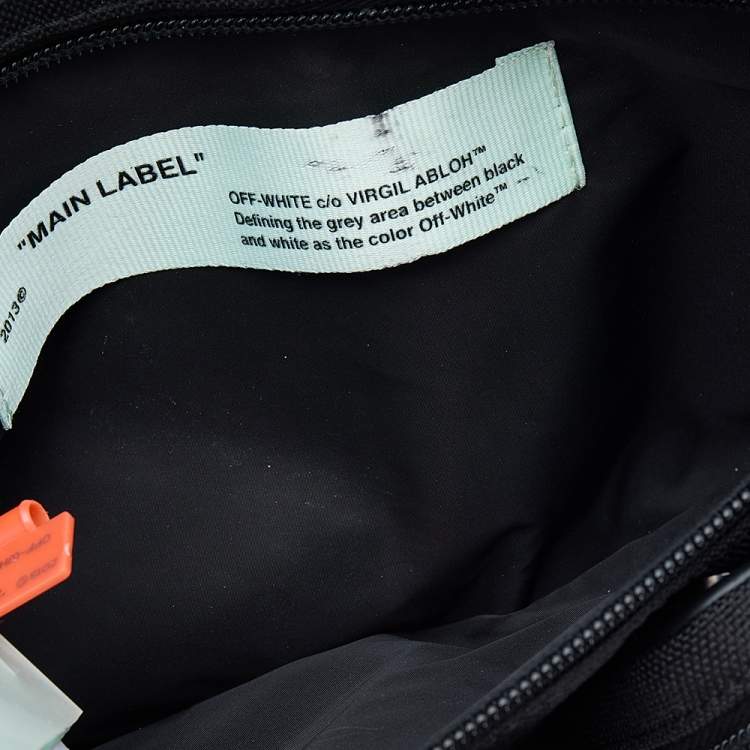 Pre Owned Off-White Black/Yellow Logo Print Canvas Cordura Belt Bag