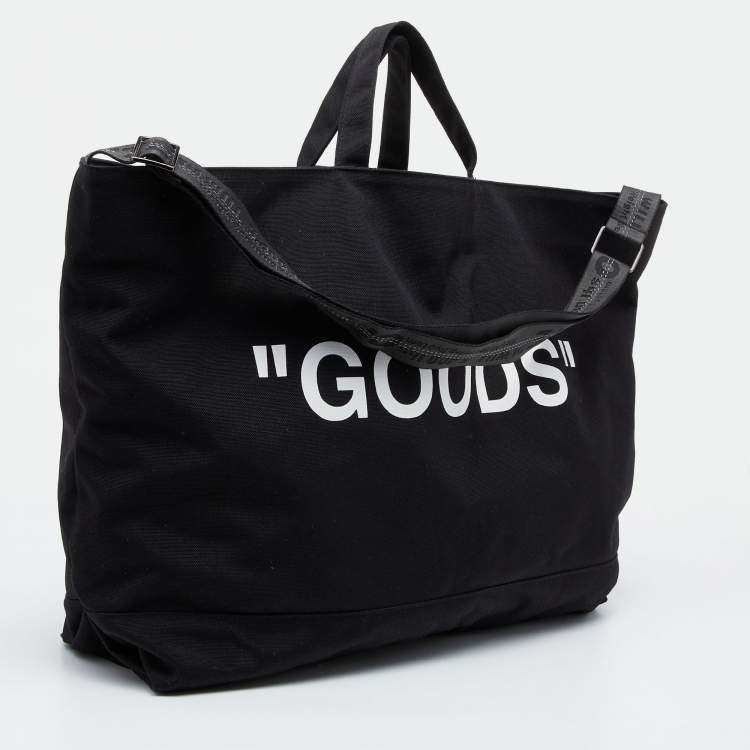 Pre Owned Off-White Black Canvas "Goods" Quote Tote
