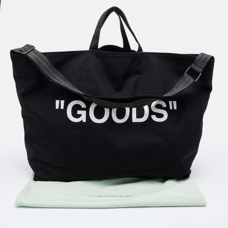 Pre Owned Off-White Black Canvas "Goods" Quote Tote