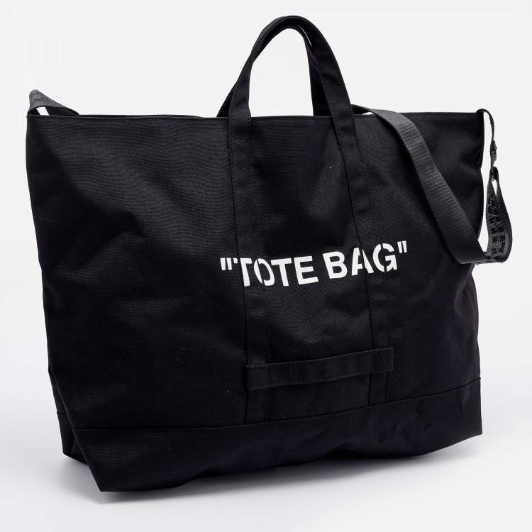 Pre Owned Off-White Black Canvas Tote