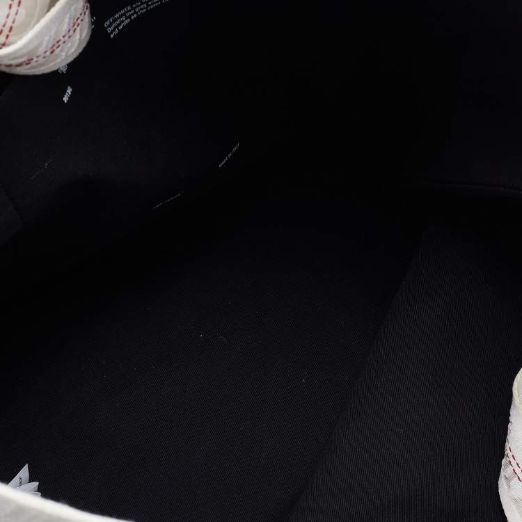Pre Owned Off-White Off White/Black  Stripe Canvas Diag Tote