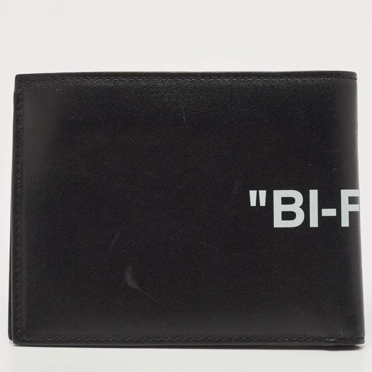 مملوكة مسبقًا Off White Black Leather Bifold Wallet 