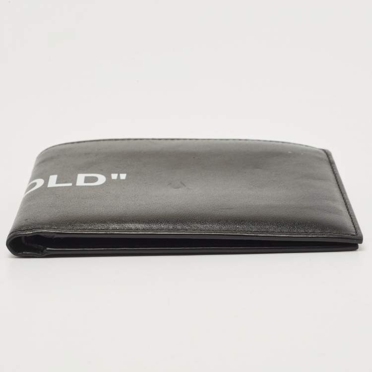 مملوكة مسبقًا Off White Black Leather Bifold Wallet 