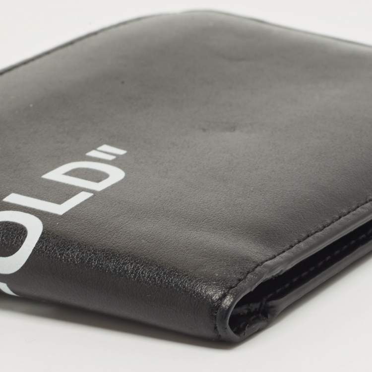 مملوكة مسبقًا Off White Black Leather Bifold Wallet 