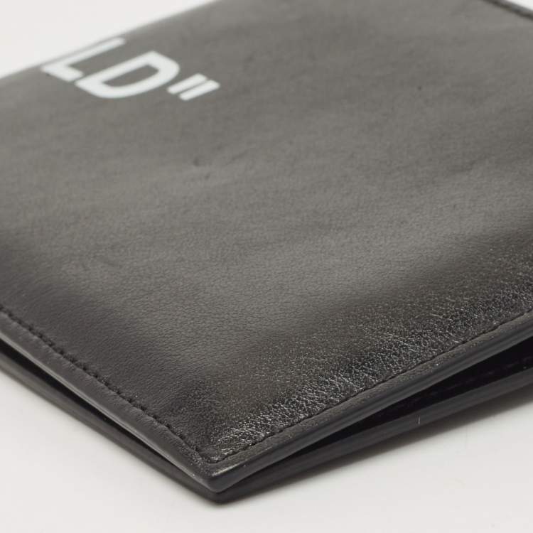 مملوكة مسبقًا Off White Black Leather Bifold Wallet 
