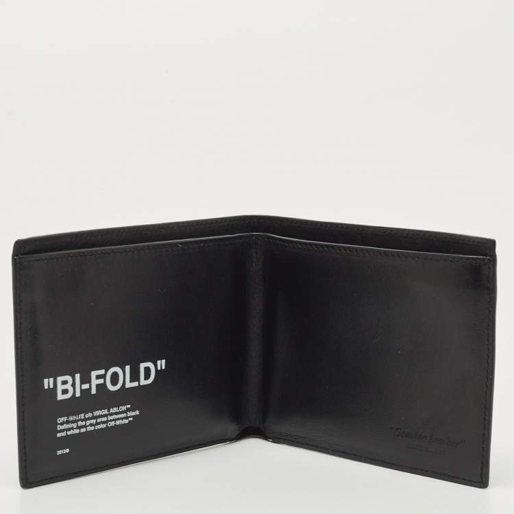 مملوكة مسبقًا Off White Black Leather Bifold Wallet 
