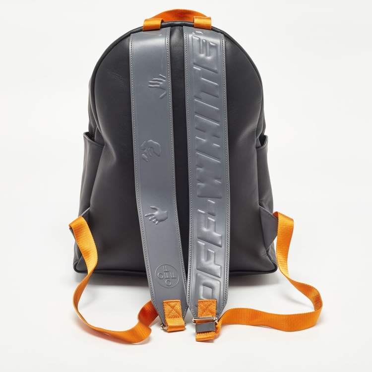 Pre Owned Off-White Black/Grey Leather Backpack