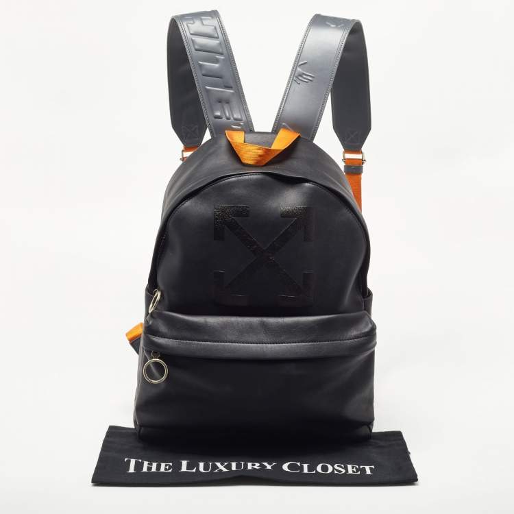 Pre Owned Off-White Black/Grey Leather Backpack