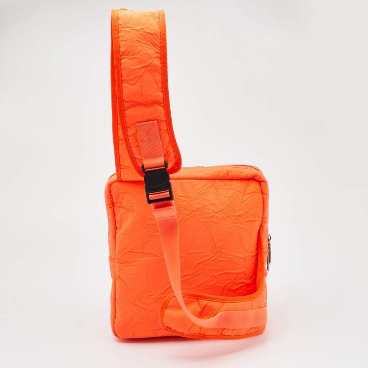 Pre Owned Off-White Neon Orange Nylon Sling Bag