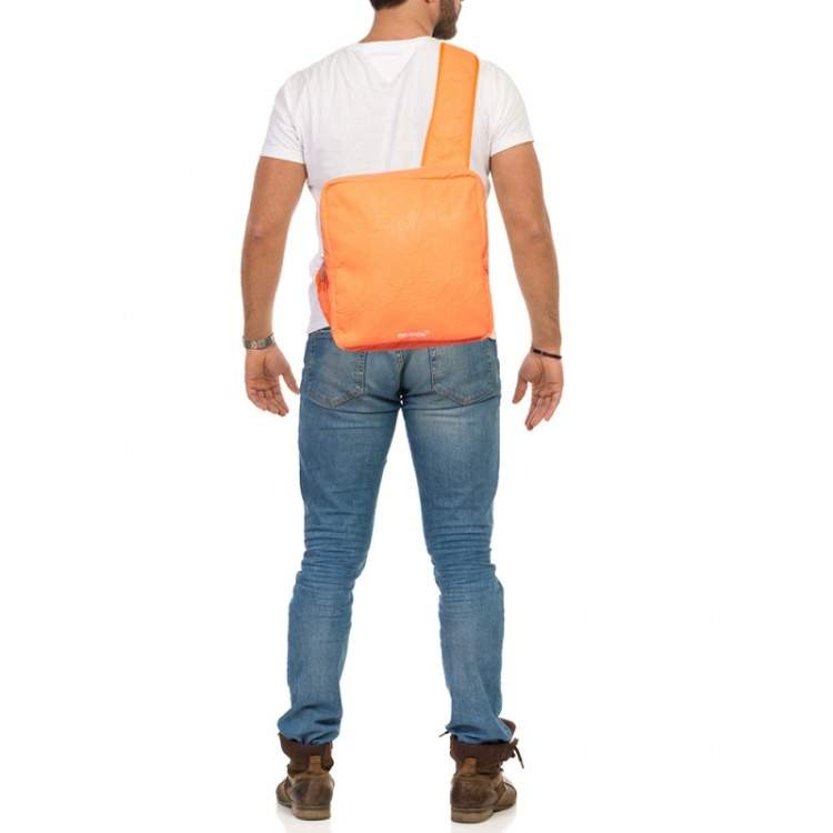 Pre Owned Off-White Neon Orange Nylon Sling Bag