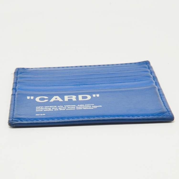 Pre Owned Off White Blue Leather For Cards Holder