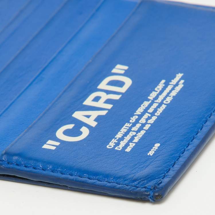 Pre Owned Off White Blue Leather For Cards Holder