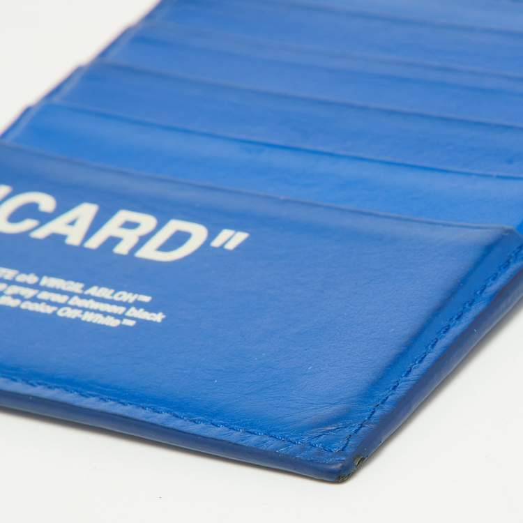 Pre Owned Off White Blue Leather For Cards Holder