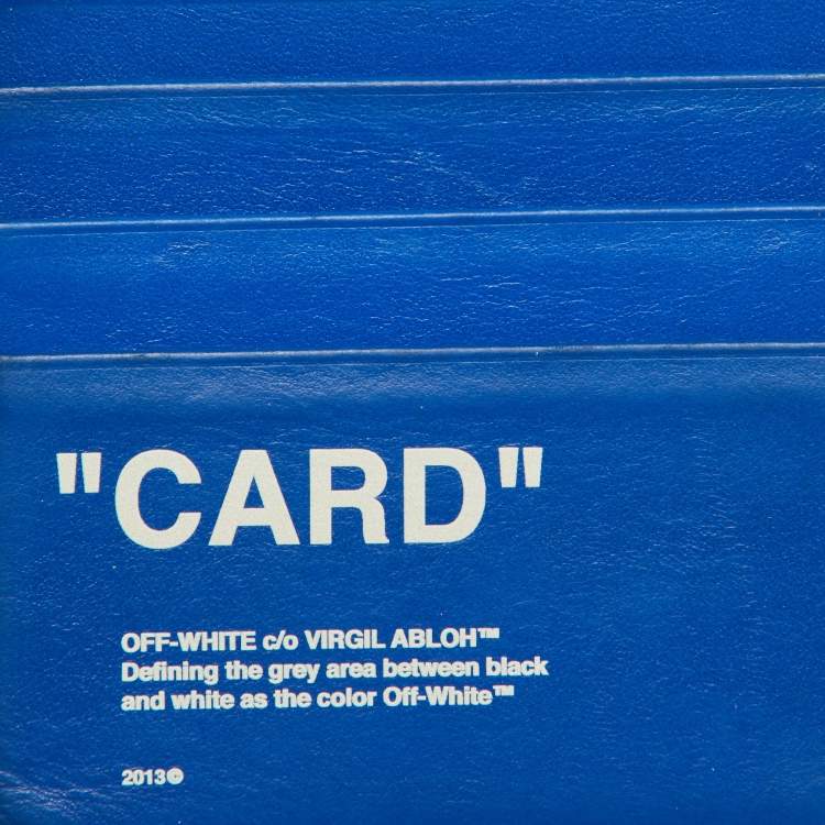 Pre Owned Off White Blue Leather For Cards Holder