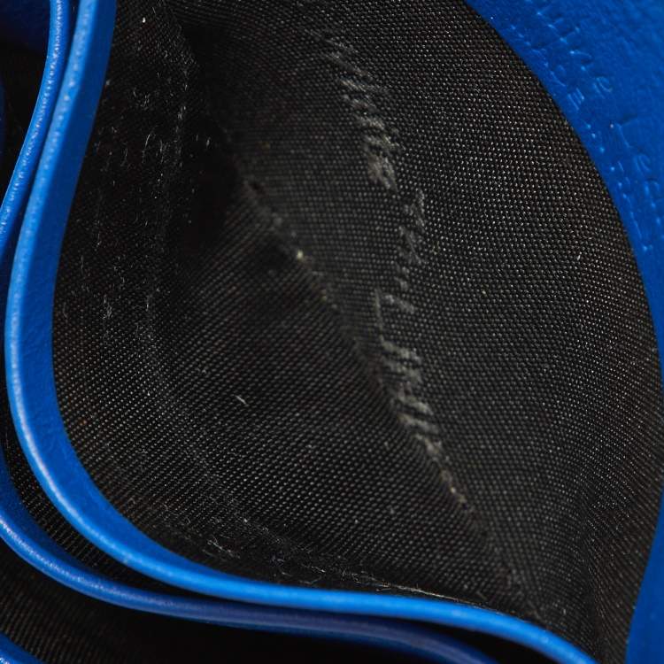 Pre Owned Off White Blue Leather For Cards Holder