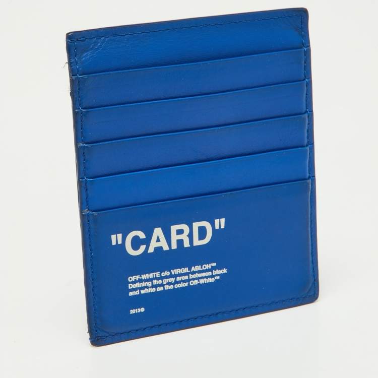 Pre Owned Off White Blue Leather For Cards Holder
