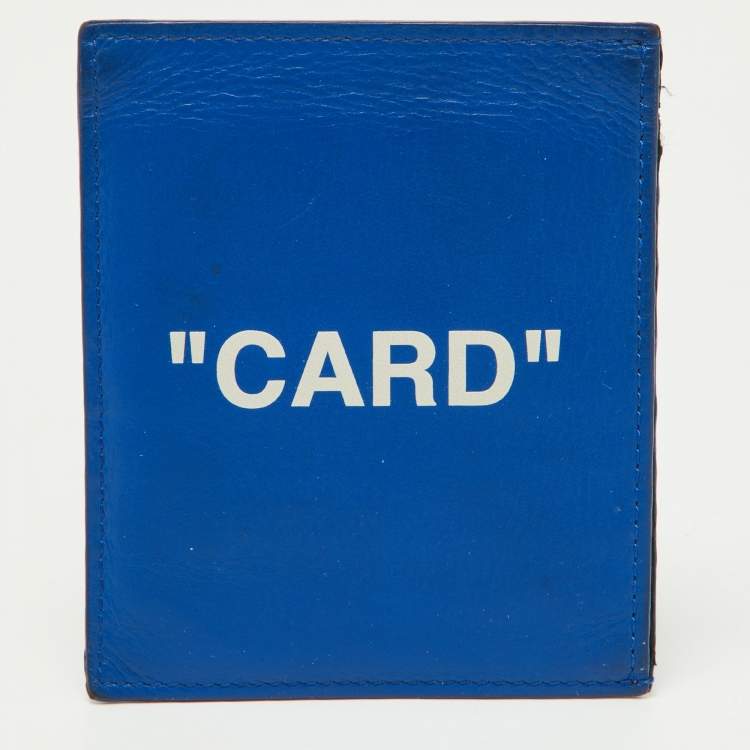 Pre Owned Off White Blue Leather For Cards Holder