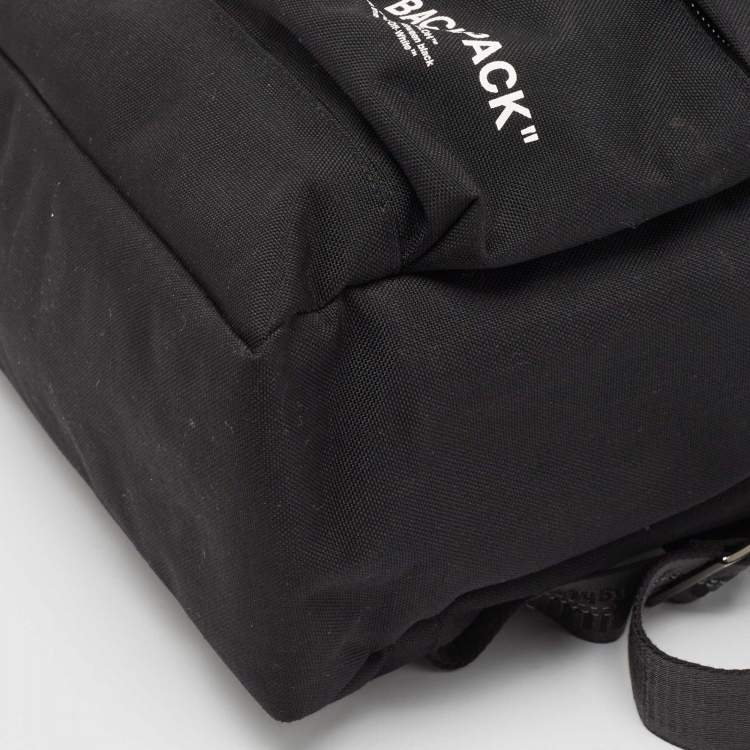 Pre Owned Off-White Black Canvas Quote Backpack
