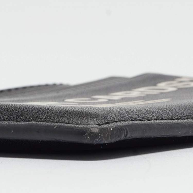 Pre Owned Off-White Black/White Leather Slogan Card Holder