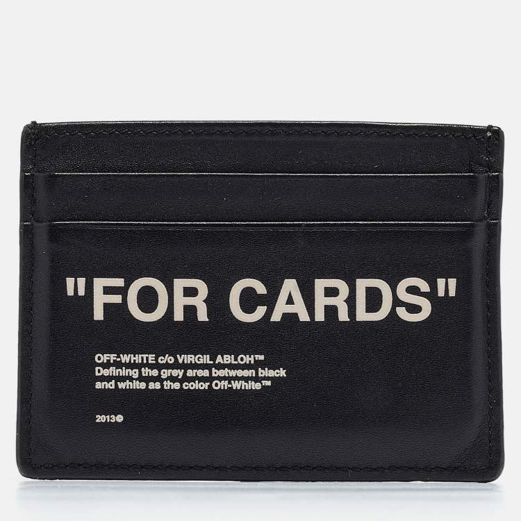 Pre Owned Off-White Black/White Leather Slogan Card Holder
