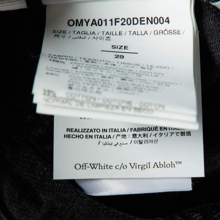 Pre Owned Off-White Black Washed Printed Denim Jeans S Waist 31"