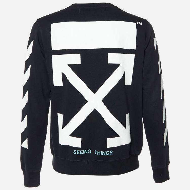 Pre Owned Off-White Black Arrow Print Cotton Crew Neck Sweatshirt XS