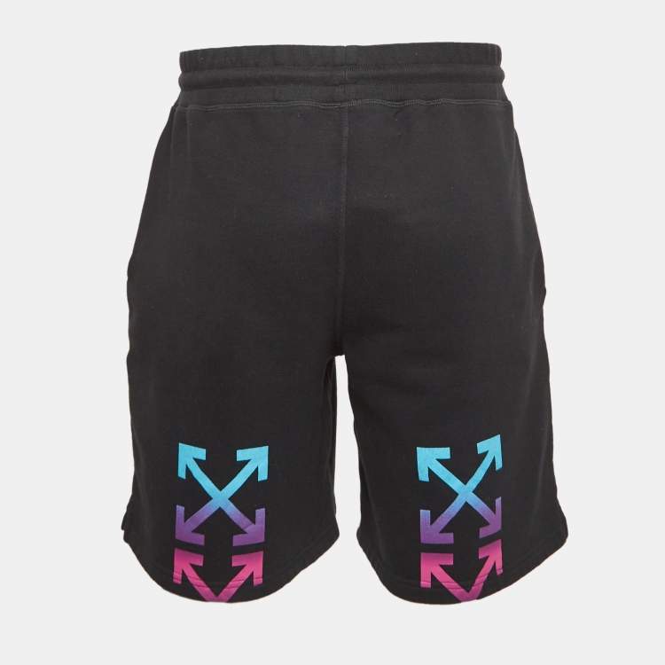 Pre Owned Off-White Black Printed Cotton Knit Shorts L