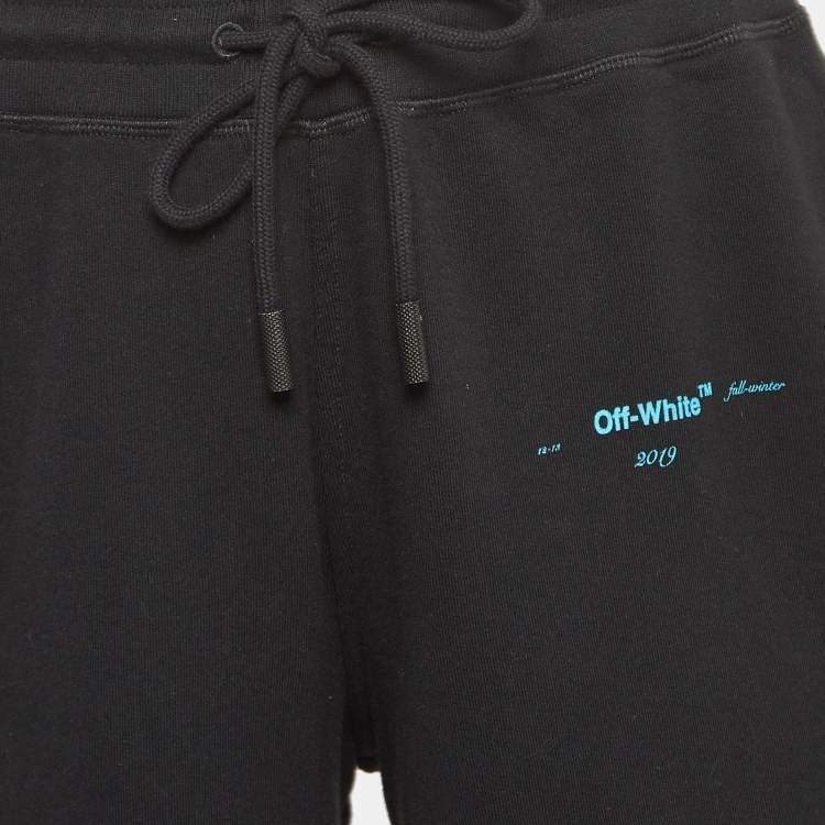 Pre Owned Off-White Black Printed Cotton Knit Shorts L