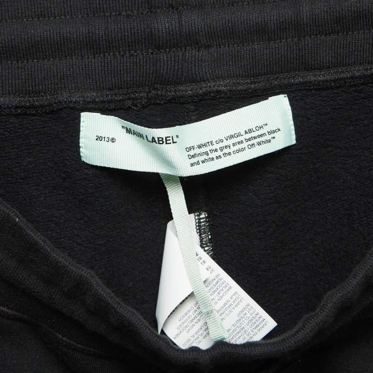 Pre Owned Off-White Black Printed Cotton Knit Shorts L