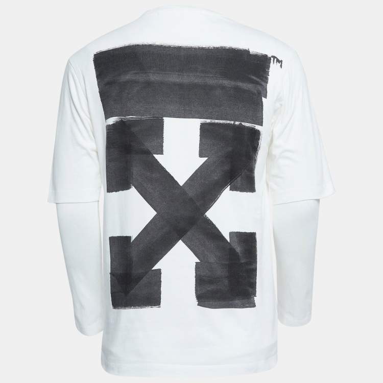 Pre Owned Off-White White Printed Full Sleeve T-Shirt XS