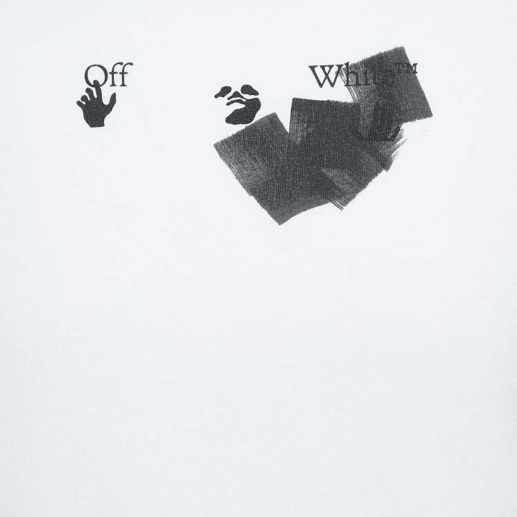 Pre Owned Off-White White Printed Full Sleeve T-Shirt XS