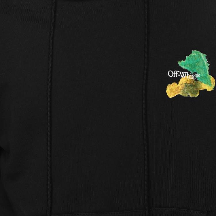 Pre Owned Off-White Black Cotton Knit Printed Brush Arrow Hoodie S