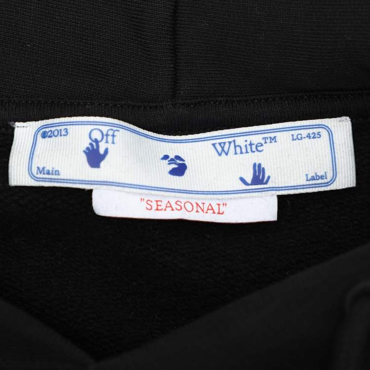 Pre Owned Off-White Black Cotton Knit Printed Brush Arrow Hoodie S