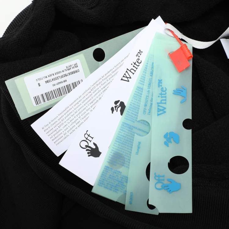 Pre Owned Off-White Black Cotton Knit Printed Brush Arrow Hoodie S