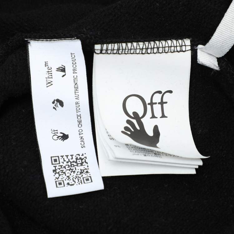 Pre Owned Off-White Black Cotton Knit Printed Brush Arrow Hoodie S