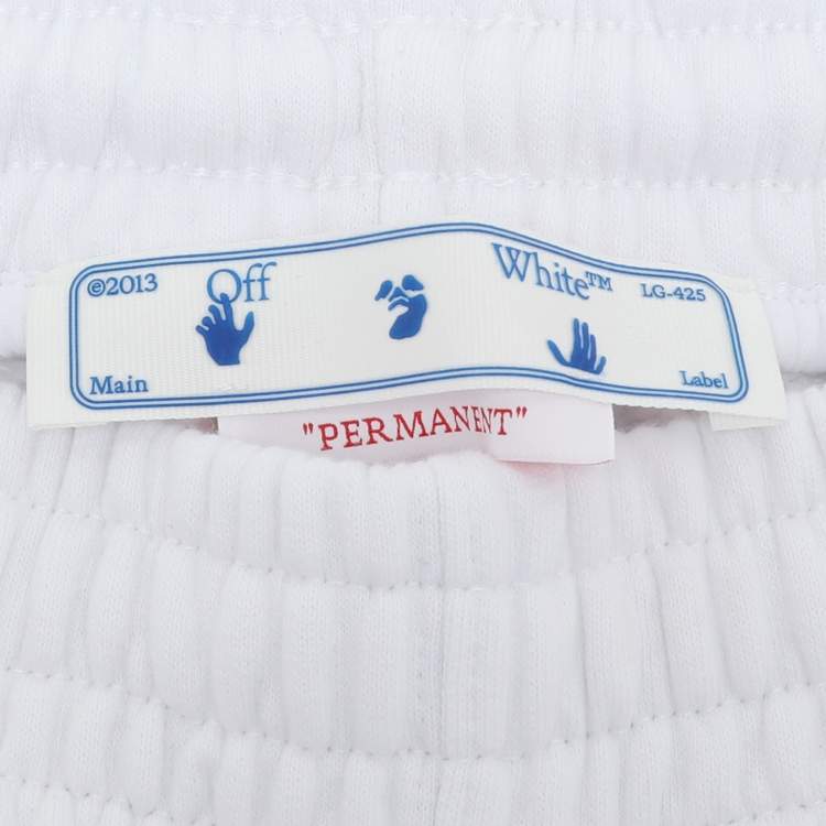 Pre Owned Off-White White Logo Printed Cotton Joggers S