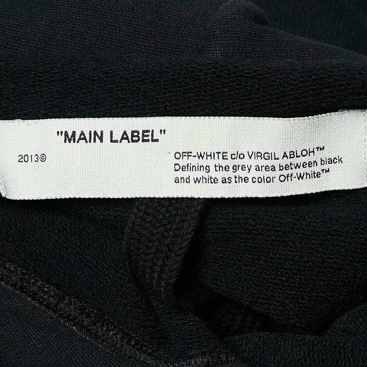 Pre Owned Off-White Black Printed Cotton Double Layer Oversize Hoodie XL