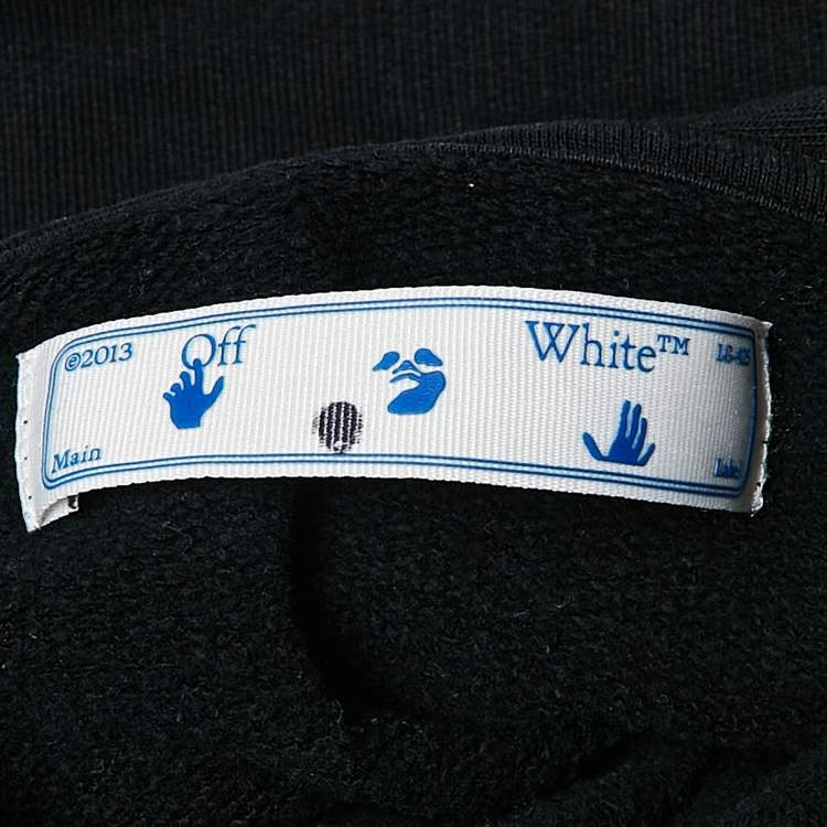 Pre Owned Off-White Black Logo Print Cotton Hooded Sweatshirt L