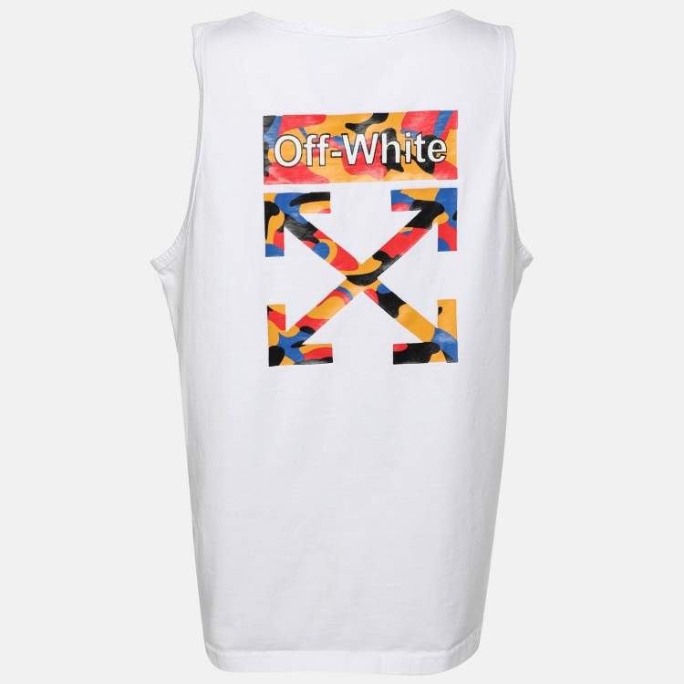 Pre Owned Off-White White Cotton Logo Print Vest XL