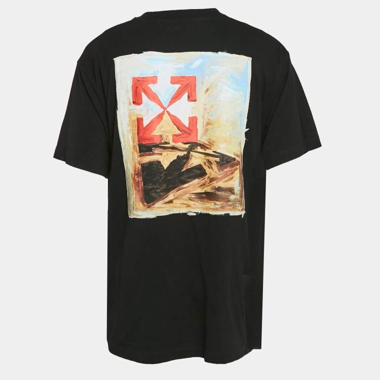 Pre Owned Off-White Black Arrow Paint Print Jersey Crew Neck T-Shirt S