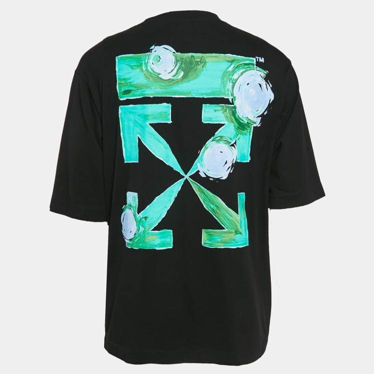 Pre Owned Off-White Black Arrow Painted Cotton Jersey Crew Neck T-Shirt L 