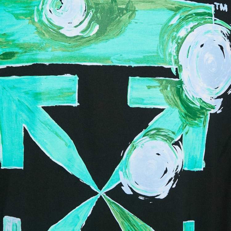 Pre Owned Off-White Black Arrow Painted Cotton Jersey Crew Neck T-Shirt L 