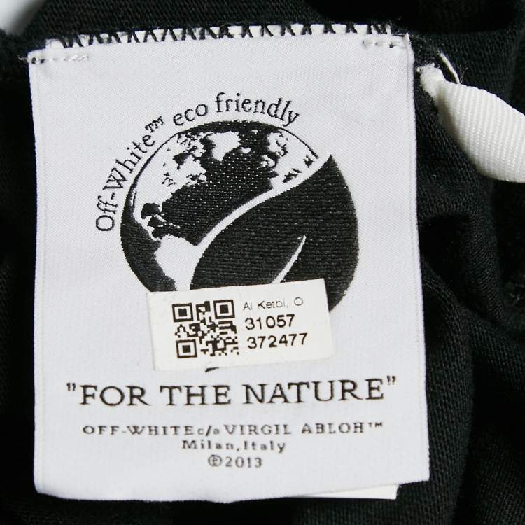 Pre Owned Off-White Black Arrow Painted Cotton Jersey Crew Neck T-Shirt L 