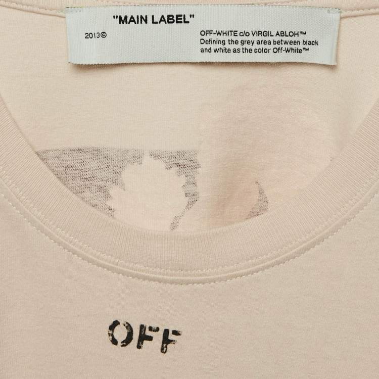 Pre Owned Off-White Beige Floral Arrow Print Jersey T-Shirt M