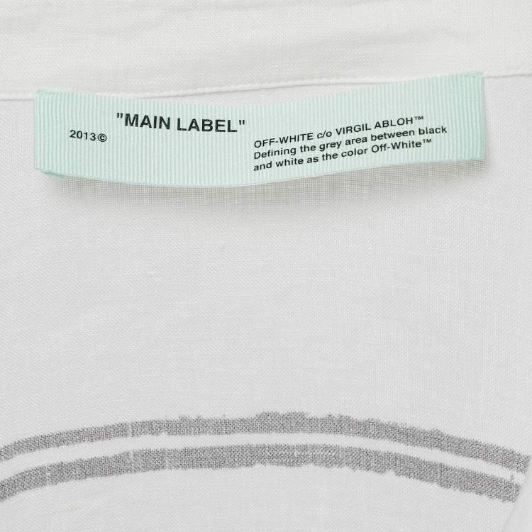 Pre Owned Off-White White Arrow Extension Print Hemp Long Sleeve Shirt M